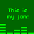 Green background with repeated green text 'This is my jam!' and animated green audio equalizer bars changing height across frames.