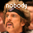 nine pixelated frames showing a man with light brown hair and mustache wearing a black headband, each frame displaying sequential text from the phrase "nobody makes me bleed my own blood."