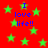 Red background with green stars and blue text reading "I love life!!" repeated across the image.