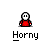 Animated contact sheet of 18 pixel art frames showing a red-shirted character with evolving facial features and speech bubbles above gray background.