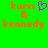 Green background with orange text 'karis & kennedy' and a purple pixelated heart symbol on the left side.
