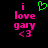 Pixelated text and symbols on black background: pink 'i love gary <3' with green heart above, then same without the heart.