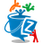 Pixelated icon with blue central shape resembling a stylized 'Z' or abstract figure, orange curved line above left, green branching shape above right, red angular shape below right on light gray background.
