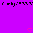 Purple background with black text reading 'Carly<3333: Carly<3333' and two pink pixelated hearts at the bottom.