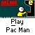 Animated Pac-Man game contact sheet showing gameplay progression from start to 'Game Over' with character movement and maze elements.