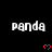 Pixelated white text 'panda' repeated across a black background with pink heart symbols below each word, partially cropped at bottom right.