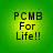Four identical circular icons with green gradient backgrounds display "PCMB For Life!!" text in black pixelated font.