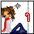 Animated Christmas-themed buddy icon featuring a cartoon character with brown hair and red scarf, alternating between candy cane props and text frames on white background.