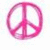 Three pink peace symbols arranged in a on white background, with one symbol partially obscured by gray rectangle