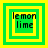Four square display green and yellow layered borders with 'lemon lime' text; the central yellow rectangle shifts position across frames