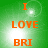 Green background with orange text 'I LOVE BRI' arranged vertically, featuring a bright white light effect that shifts position across frames.