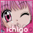 Pixelated anime-style icon of a character with pink hair, one eye open with a pink and black iris, one eye closed in a wink, and the word 'ichigo' in white text at the bottom.