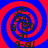 Four identical display a red and blue spiral background with black text reading 'franksicons.com' in the center