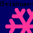 Four pink snowflakes on a dark blue background with repeating "Christmas~" text above and below the