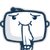 Two identical cartoon hammer icons side-by-side on a gray background, each with a white face and blue outline showing angry eyes and a downturned mouth.