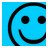 A blue square icon with a black smiley face partially visible on the left, transitioning to text that reads "YOU MAKE ME SMILE" in pixelated font.