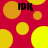 Red background with yellow and orange circles; black text 'IDK' appears in four positions across the pattern.