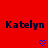 Red background with repeated 'Katelyn' text and blue heart icons arranged in a pattern