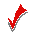 Red checkmark icons with gray outlines on a light gray background, showing varying sizes and orientations in