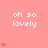 A pink background displays repeated 'oh so lovely' text with animated red heart sequences in a