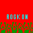 Red background with two cyan 'ROGKON' text blocks above green pixelated shapes resembling grass or foliage.