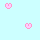 Four pink pixelated heart icons arranged in a 2x2 grid on a light blue background, with two hearts showing white highlights indicating animation frames.