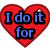 Red heart-shaped icons with text, showing animation progression from "I do it for" to "love..." and finally "love." in pixelated font.