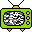 Three green retro TVs with black outlines and orange accents display static on their screens against a gray background.