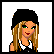 Pixel art contact sheet showing a female character in four frames with red text "daddy's little defect" on the right side.