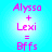 Pixelated text on a cyan background reads 'Alyssa + Lexi = Bffs' in two identical vertical arrangements.