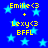 Blue background with light blue stars and yellow text reading "Emilie<3 + Lexy<3 BFLL" repeated in a pattern