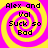 Four identical display a yellow and pink spiral background with black text reading "Alex and Val Suck so Bad" in pixelated font