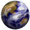 Six pixelated Earth globes arranged in two of three, each showing different cloud and landmass configurations against a gray background