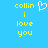 Yellow pixelated text 'collin i love you' on blue background with white heart symbol above the word 'i'.