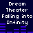 Dark blue background with white pixelated text reading 'Dream Theater Falling into Infinity' and purple audio equalizer bars in two
