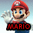 Pixelated character with red cap and blue overalls waves left hand, below text 'MARIO' in red letters; another pixelated character with green hat and green shirt waves right hand, below text 'LUIGI' in green letters.