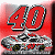 A 4-frame animated contact sheet showing a red '40' logo with silver racing car elements on a gradient background, displaying sequential motion effects across frames.