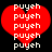 Red heart-shaped icon with repeated white text 'puyeh' arranged vertically, displayed on a black background.