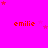 Bright pink background with red text 'emilie' repeated in a pattern, surrounded by scattered small red stars