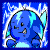 A 50x50 pixel animated buddy icon featuring a blue cartoon character with light blue hair and white electric effects, displayed as two sequential frames in a contact sheet.