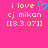 Pixelated text on bright pink background with blue heart symbol replacing 'i love' in left