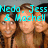 A pixelated group photo of four people with cyan text overlays reading "Neda, Jess & Machell," "Best Friends," and "Forever!" on a gray background.