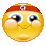 Six pixelated yellow circular faces with red headbands and blue eyes display sequential facial expression changes.