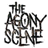 Two side-by-side animated frames of a stylized text logo for "The Agony Scene" with contrasting backgrounds and color schemes.