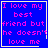 Blue background with pink text reading "I love my best friend but he doesn't love me" in four , each with a white border, and two containing small white symbols