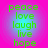 Four identical circular icons with pink outer rings and cyan inner gradients display green text reading peace love laugh live hope in stacked