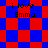Pixelated red and blue checkered background with four instances of text reading 'i love Emma' in black pixel font.