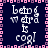 Pixelated text 'being weird is cool' repeated in four quadrants with pink and purple border squares on dark blue background.