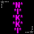 Pixelated pink 'N' and 'K' letters with plus signs, surrounded by white and gray stars on black background, animated star positions.