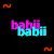 Pixelated text animation with pink and cyan overlapping letters on black background, featuring orange wavy accents at corners and center bottom.